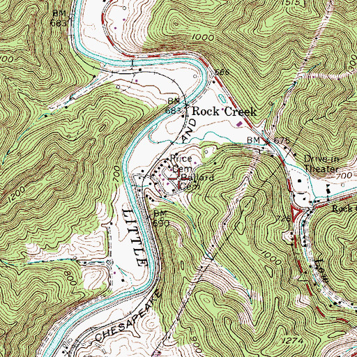 Topographic Map of Ballard Cemetery, WV