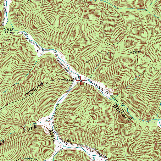 Topographic Map of Ballard Fork, WV