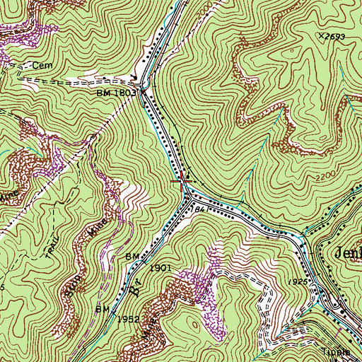 Topographic Map of Ballard Harmon Branch, WV