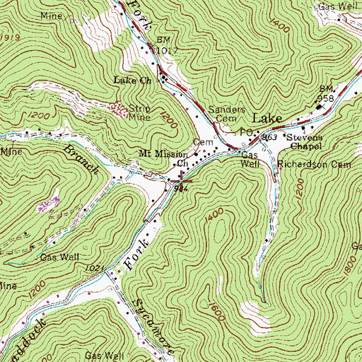 Topographic Map of Balls Branch, WV