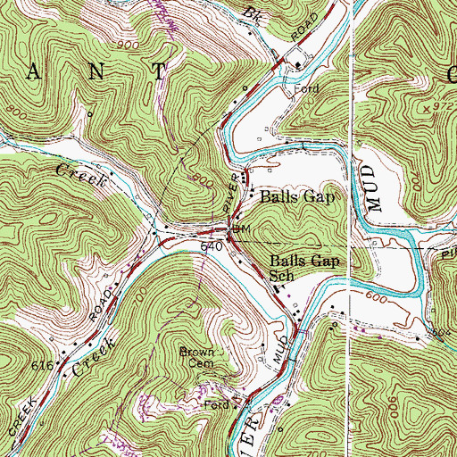 Topographic Map of Balls Gap, WV