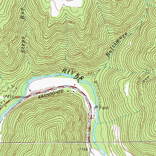 Topographic Map of Baltimore Run, WV