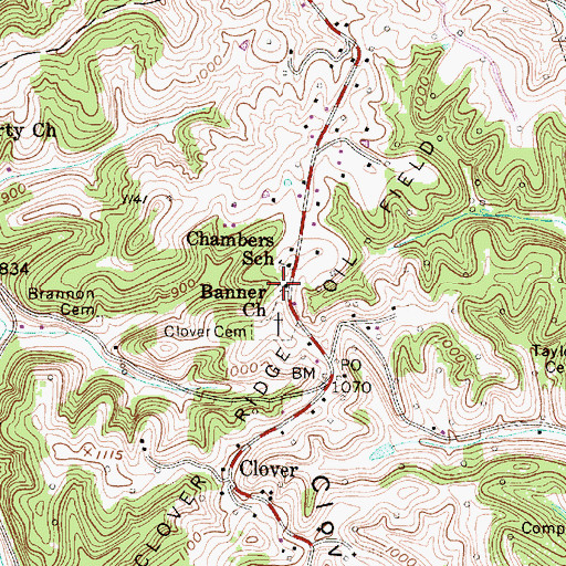 Topographic Map of Banner Church, WV