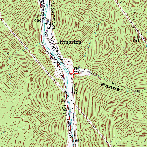 Topographic Map of Banner Hollow, WV