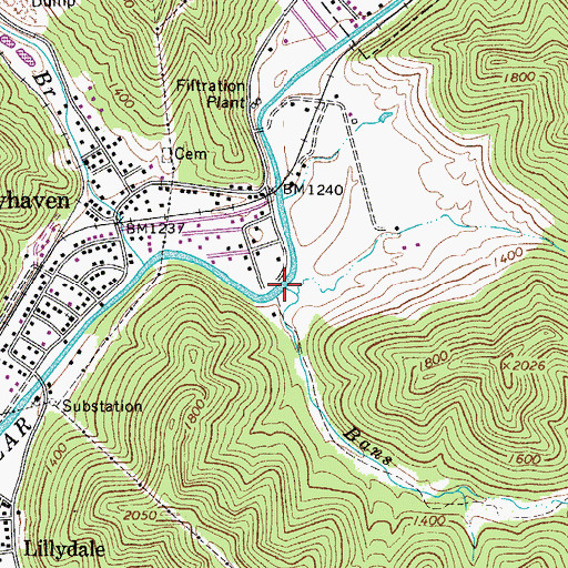 Topographic Map of Bans Branch, WV