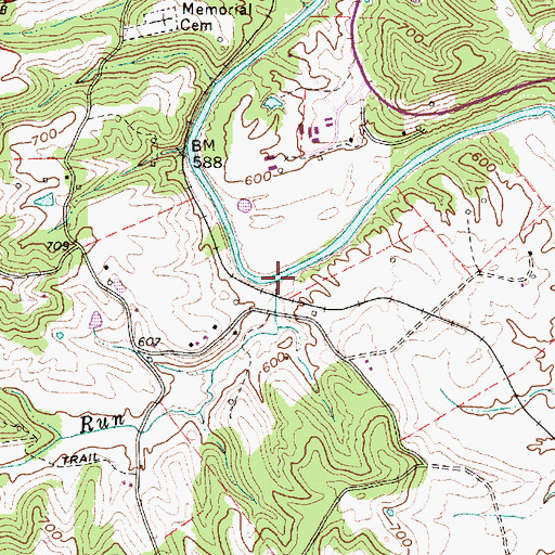 Topographic Map of Bar Run, WV