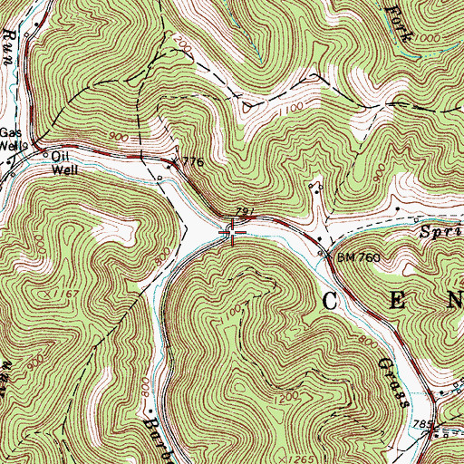 Topographic Map of Barbecue Run, WV