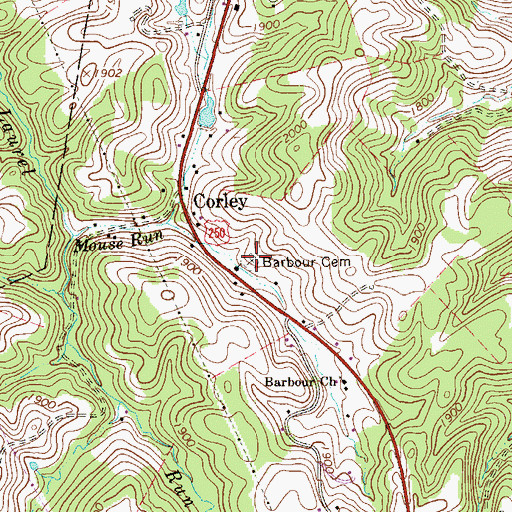 Topographic Map of Barbour Cemetery, WV