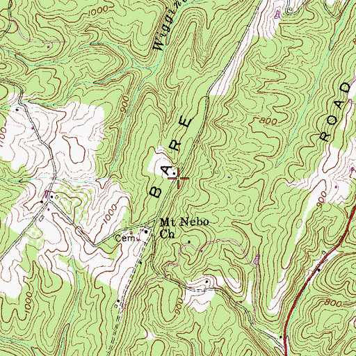 Topographic Map of Bare Ridge, WV
