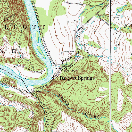 Topographic Map of Bargers Springs, WV