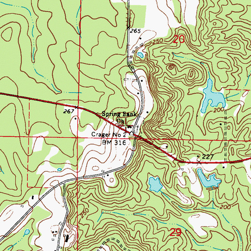 Topographic Map of Spring Bank Baptist Church, AL