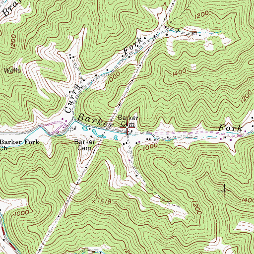 Topographic Map of Barker Cemetery, WV