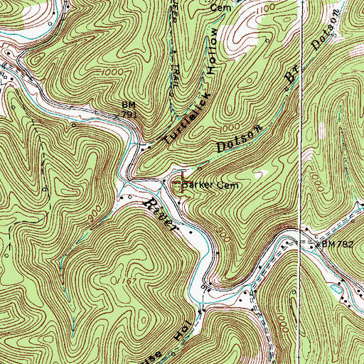 Topographic Map of Barker Cemetery, WV