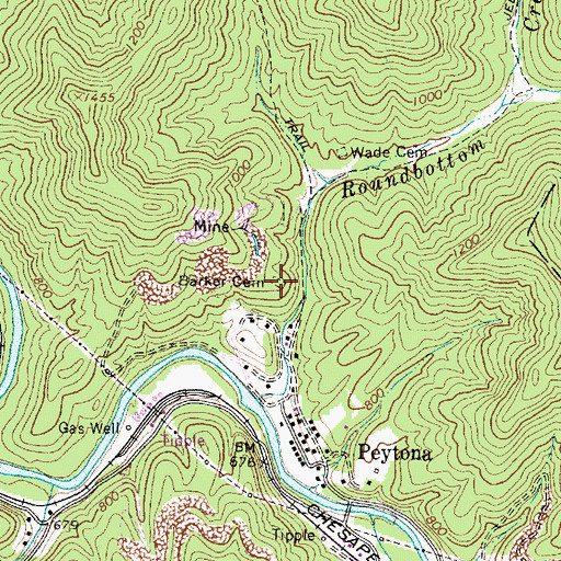 Topographic Map of Barker Cemetery, WV