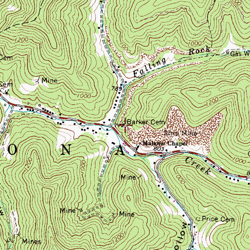 Topographic Map of Barker Cemetery, WV