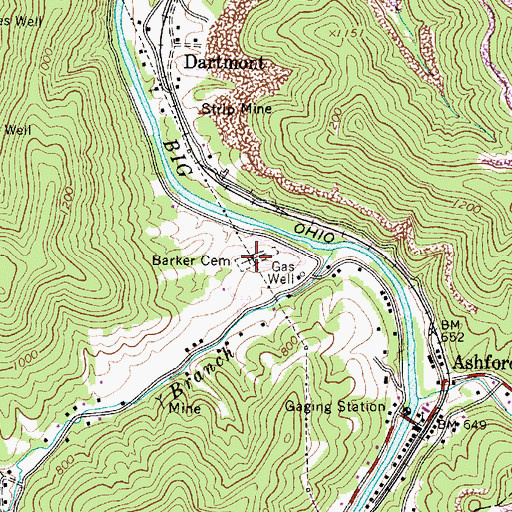 Topographic Map of Barker Cemetery, WV