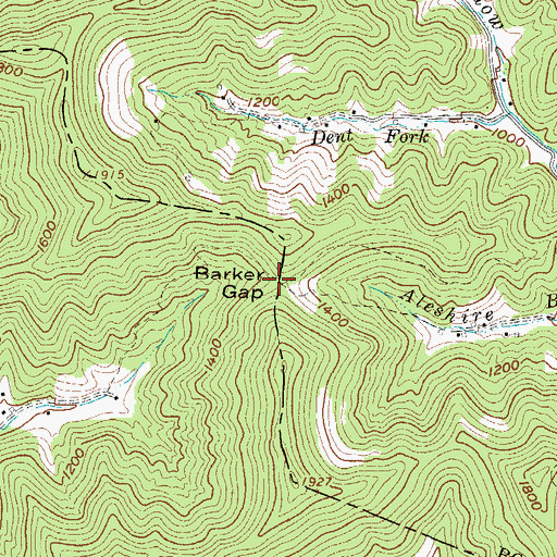 Topographic Map of Barker Gap, WV