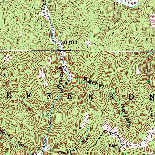 Topographic Map of Barker Hollow, WV