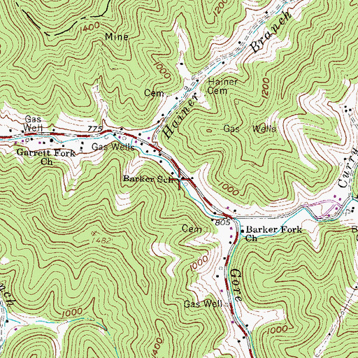 Topographic Map of Barker School (historical), WV