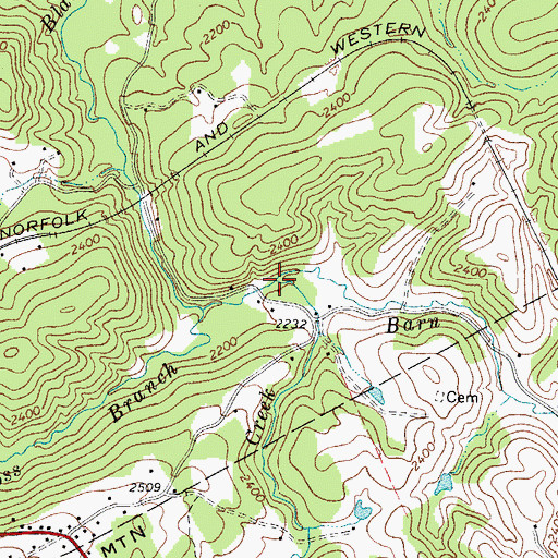 Topographic Map of Barn Branch, WV