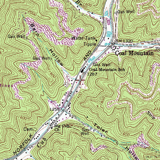 Topographic Map of Barn Hollow, WV