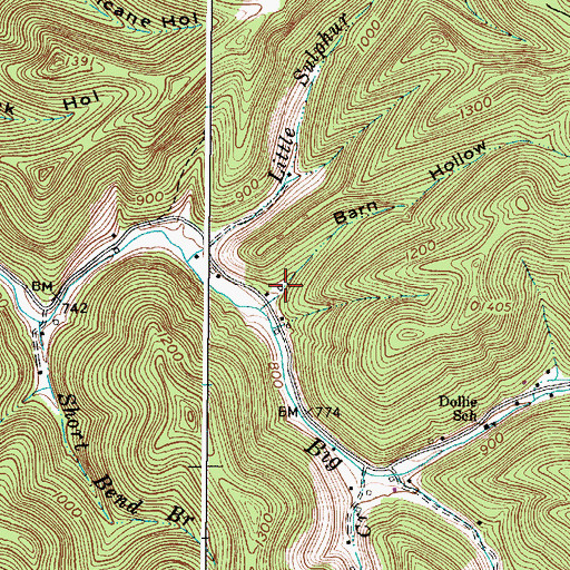 Topographic Map of Barn Hollow, WV