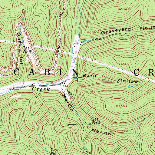 Topographic Map of Barn Hollow, WV