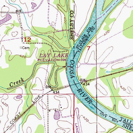 Topographic Map of Spring Creek, AL