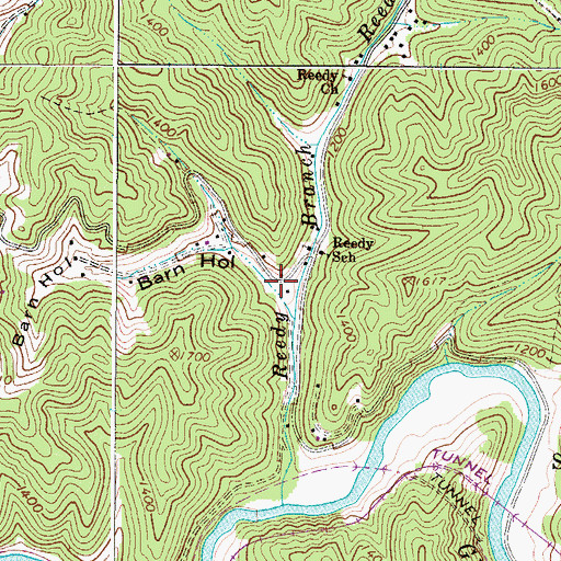 Topographic Map of Barn Hollow, WV
