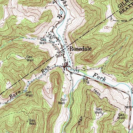 Topographic Map of Barn Run, WV