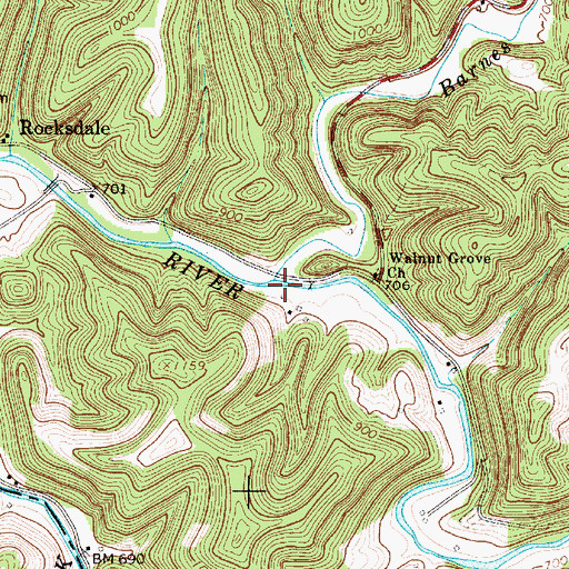 Topographic Map of Barnes Run, WV
