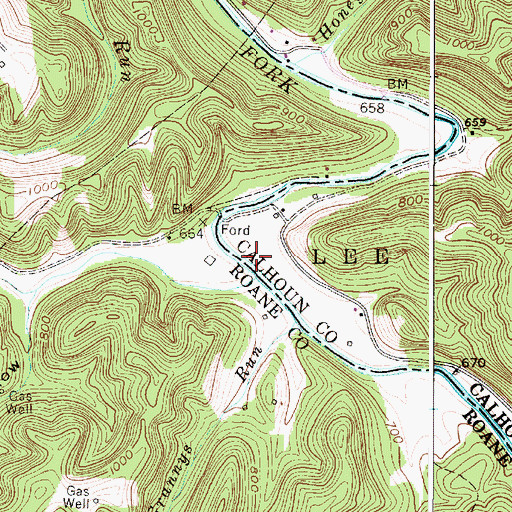 Topographic Map of Barnes Run, WV