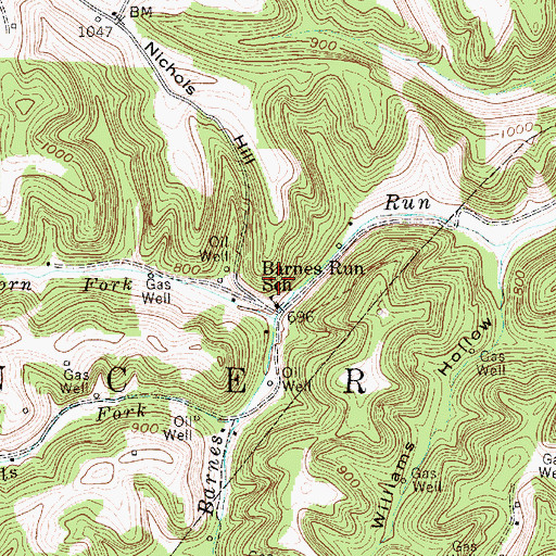 Topographic Map of Barnes Run School (historical), WV