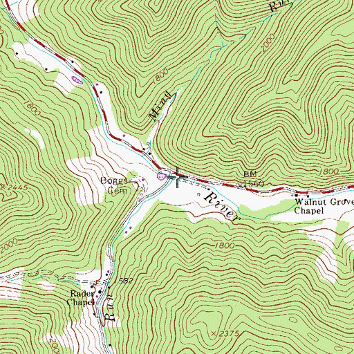 Topographic Map of Barnet Run, WV