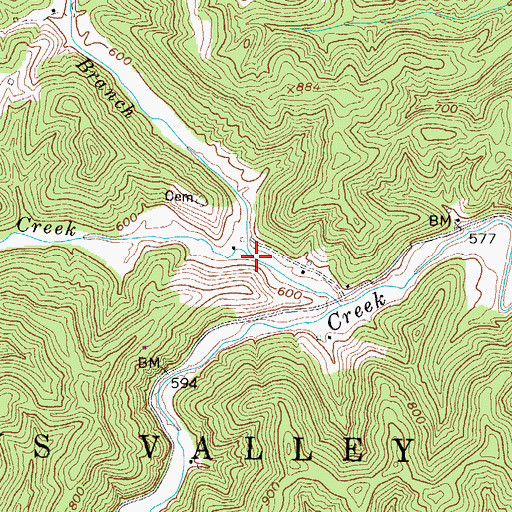 Topographic Map of Barnett Branch, WV