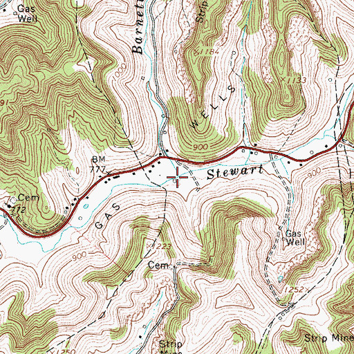 Topographic Map of Barnett Run, WV
