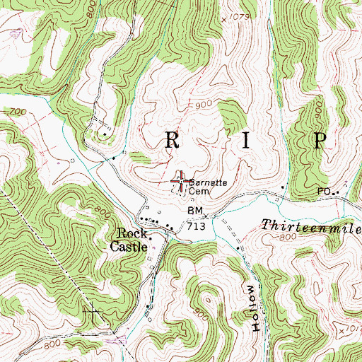 Topographic Map of Barnette Cemetery, WV