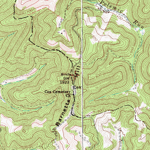 Topographic Map of Barnette Hill, WV