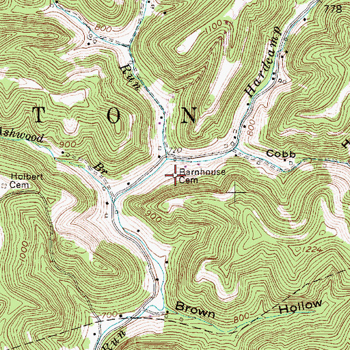 Topographic Map of Barnhouse Cemetery, WV