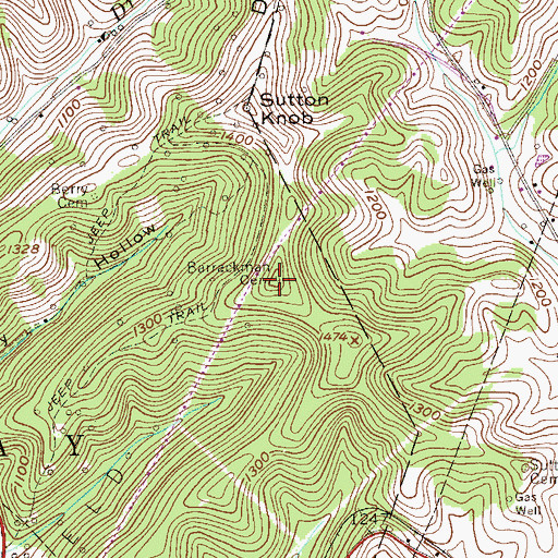 Topographic Map of Barrackman Cemetery, WV