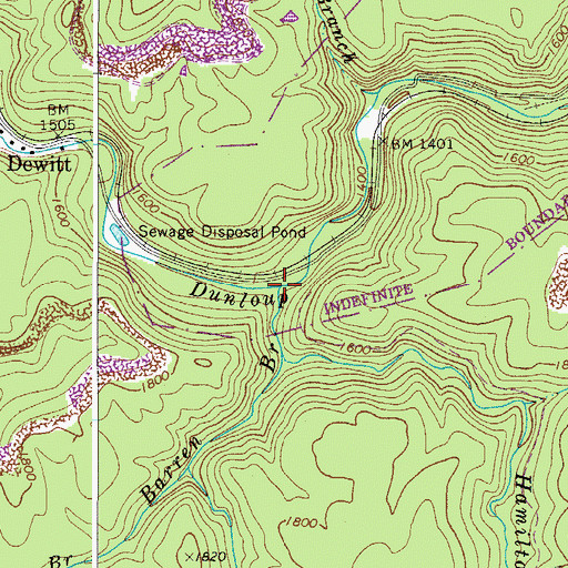 Topographic Map of Barren Branch, WV