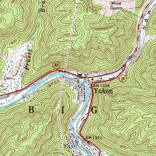 Topographic Map of Barrenshe Creek, WV