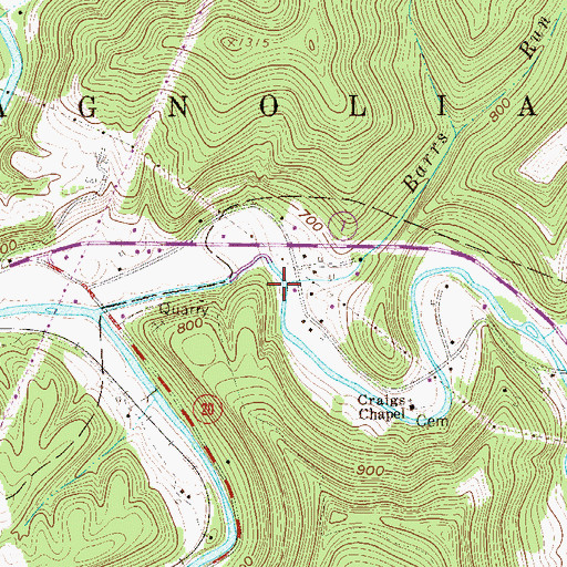 Topographic Map of Barrs Run, WV