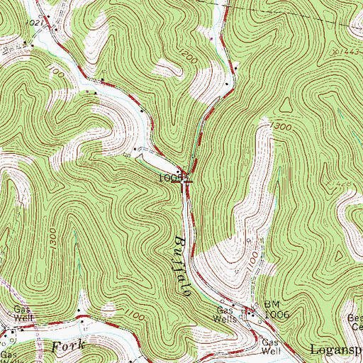 Topographic Map of Bartholomew Fork, WV