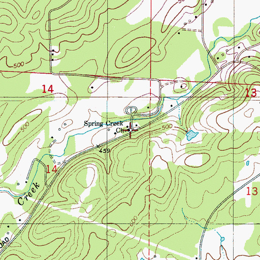 Topographic Map of Spring Creek Cumberland Presbyterian Church, AL