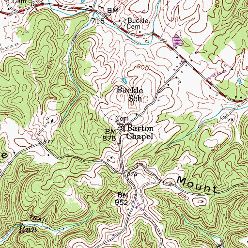 Topographic Map of Barton Chapel, WV