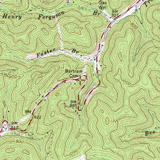 Topographic Map of Bartram Cemetery, WV
