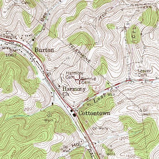 Topographic Map of Bartrug Cemetery, WV