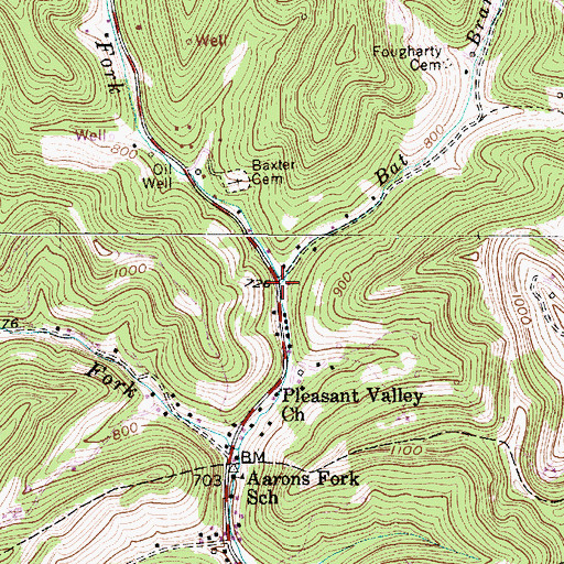 Topographic Map of Bat Branch, WV