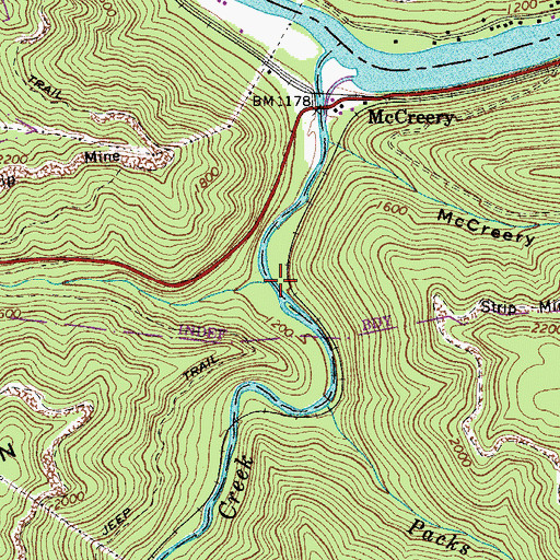 Topographic Map of Batoff Creek, WV